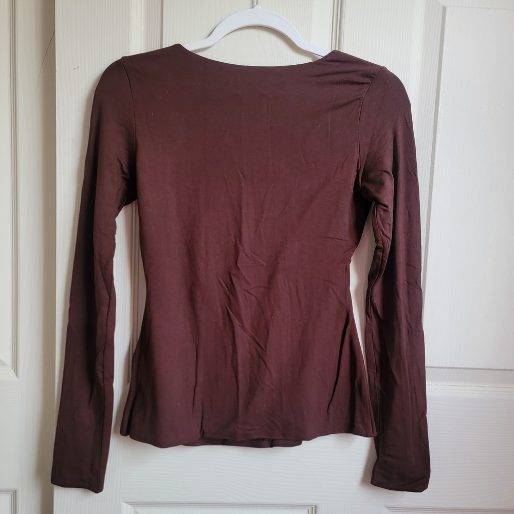 NWT Oh Polly Kaia Modal Square-Neck Long-Sleeve Top in Chocolate Brown Medium - Picture 5 of 9